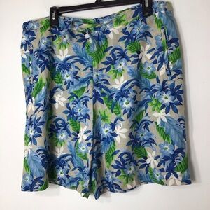 Liz Claiborne shorts women 12 linen floral golf large